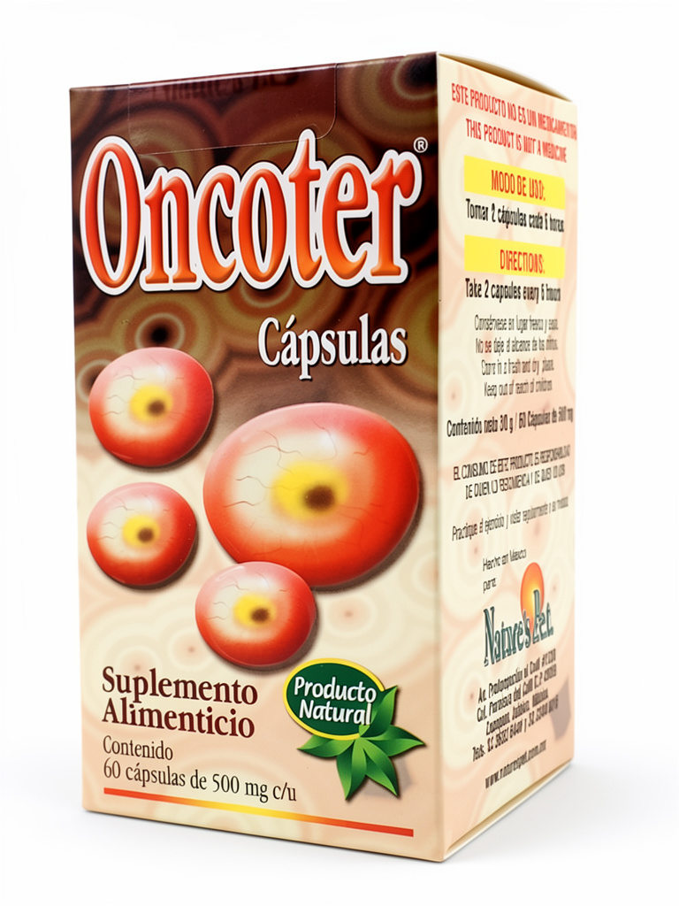 Oncoter 60Caps. Cartílago de Tiburón, Uña de Gato, Cardo Bendito, Cancerina, Ajo, Cebolla, Amargon, Cuachalalate, Consuelda Menor, Nogal. Etcho.