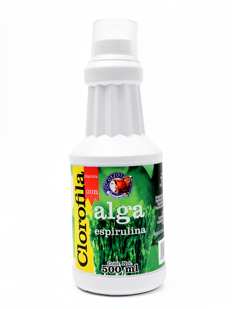 Clorofila Líquida con Alga Espirulina 500ml Ocotzotl