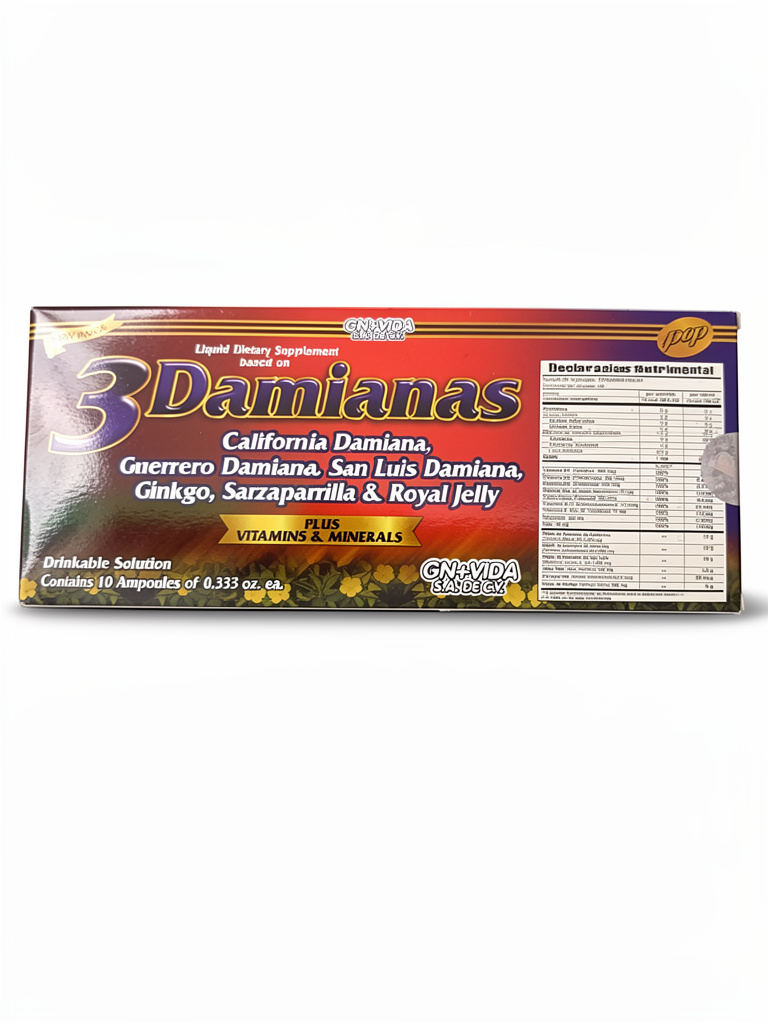 Ampolletas Damiana de California con Jaela Real y Ginseng 6 frascos 10ml