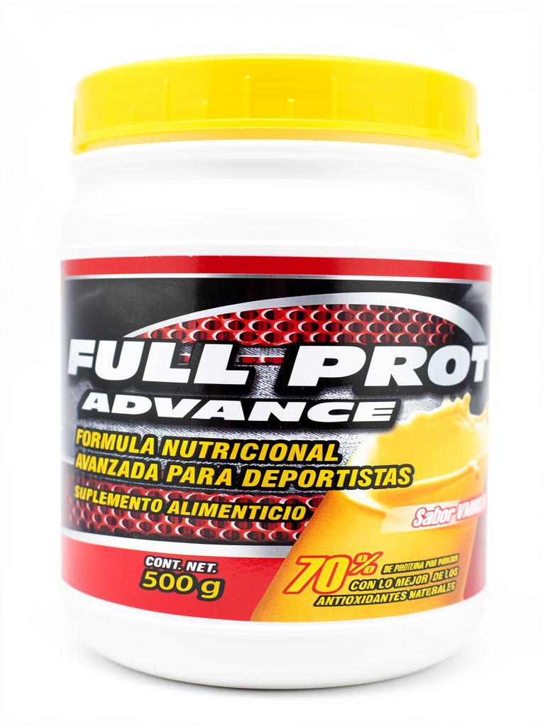 Full Prot Advance 500gr. Vainilla con Arginina, Jengibre Polen, Jalea real, L-Carnitina Taurina, Colágeno, Vitaminas y minerales, Vitamina C.