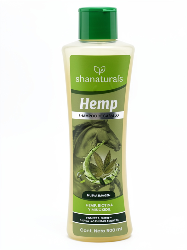 Shampoo de Caballo Hemp, Biotina y Minoxidil 500ml. Shanaturals