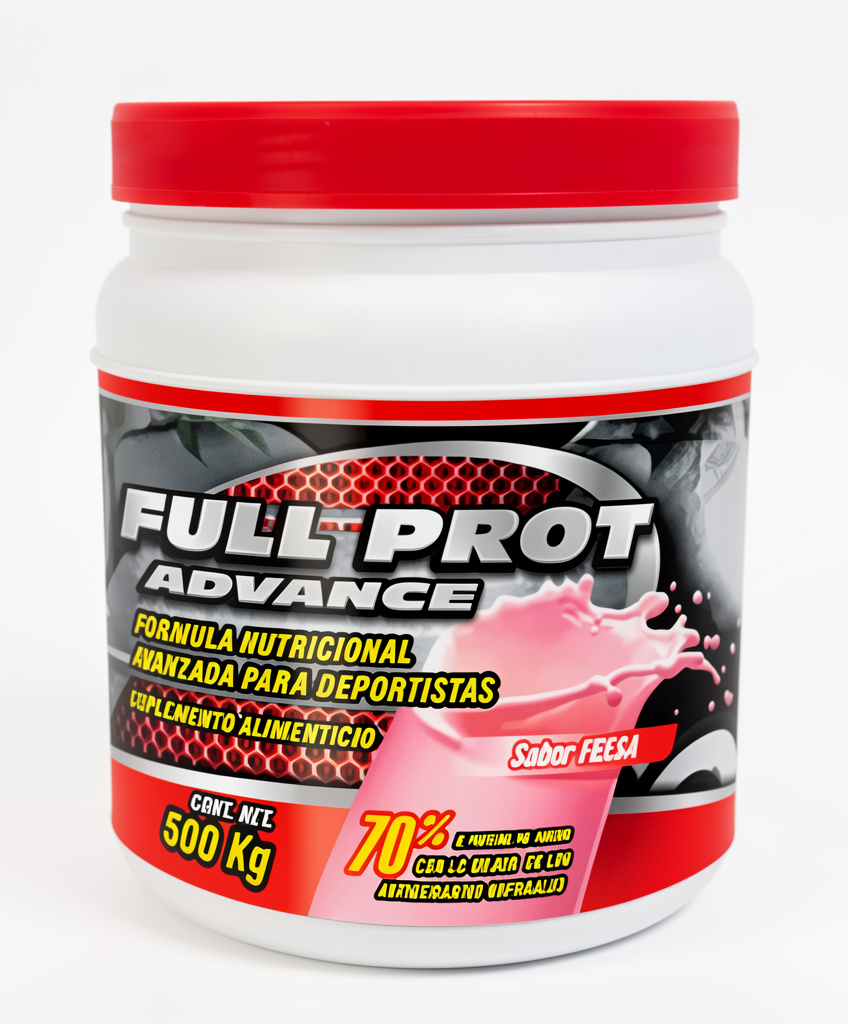 Full Prot Advance 500gr.  Fresa Arginina, Jengibre Polen, Jalea real, L-Carnitina Taurina, Colágeno, Vitaminas y minerales, Vitamina C.