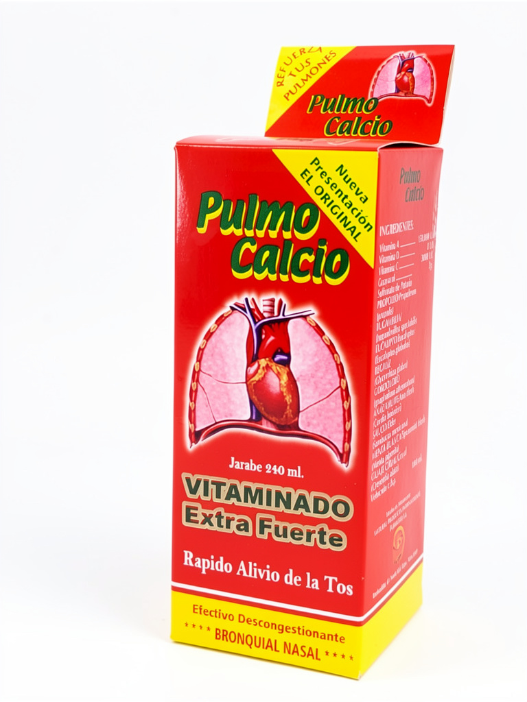 Pulmo Calcio 250ml. Vitaminado ExtraFuerte Propoleo, Bugambilia, Eucalipto, Gordolobo, Sauko, Guajecirial