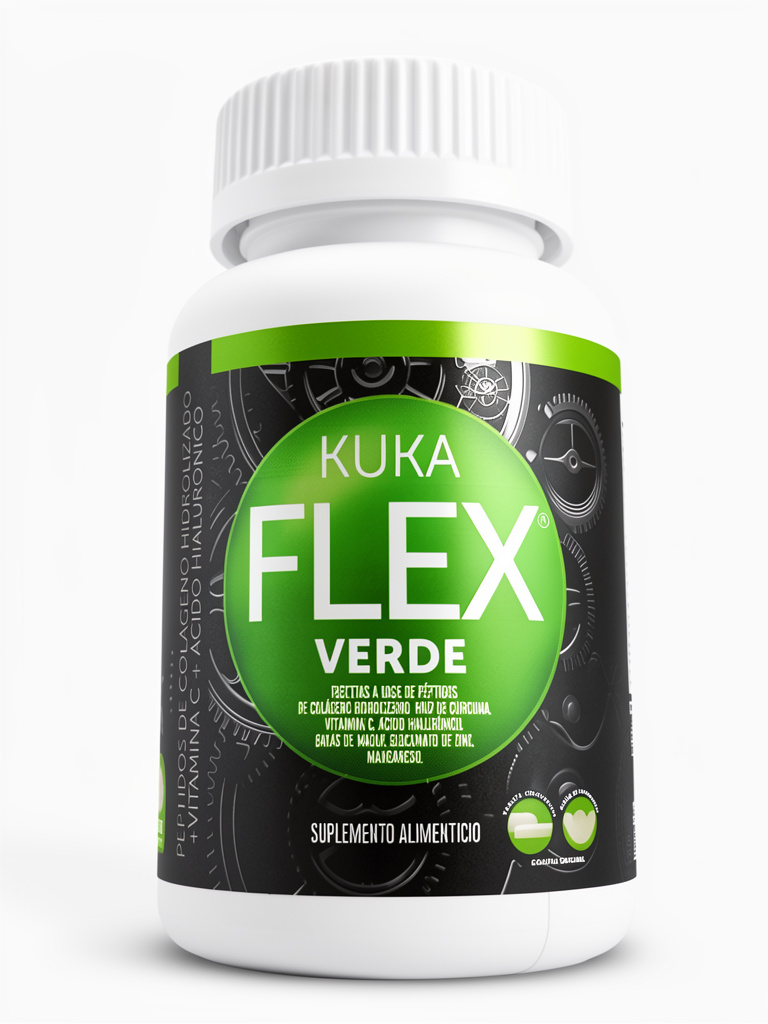 Kuka Flex Verde 30Tabs. Péptidos de colágeno Hidrolizado, Vitamina C, Ácido hialurónico,