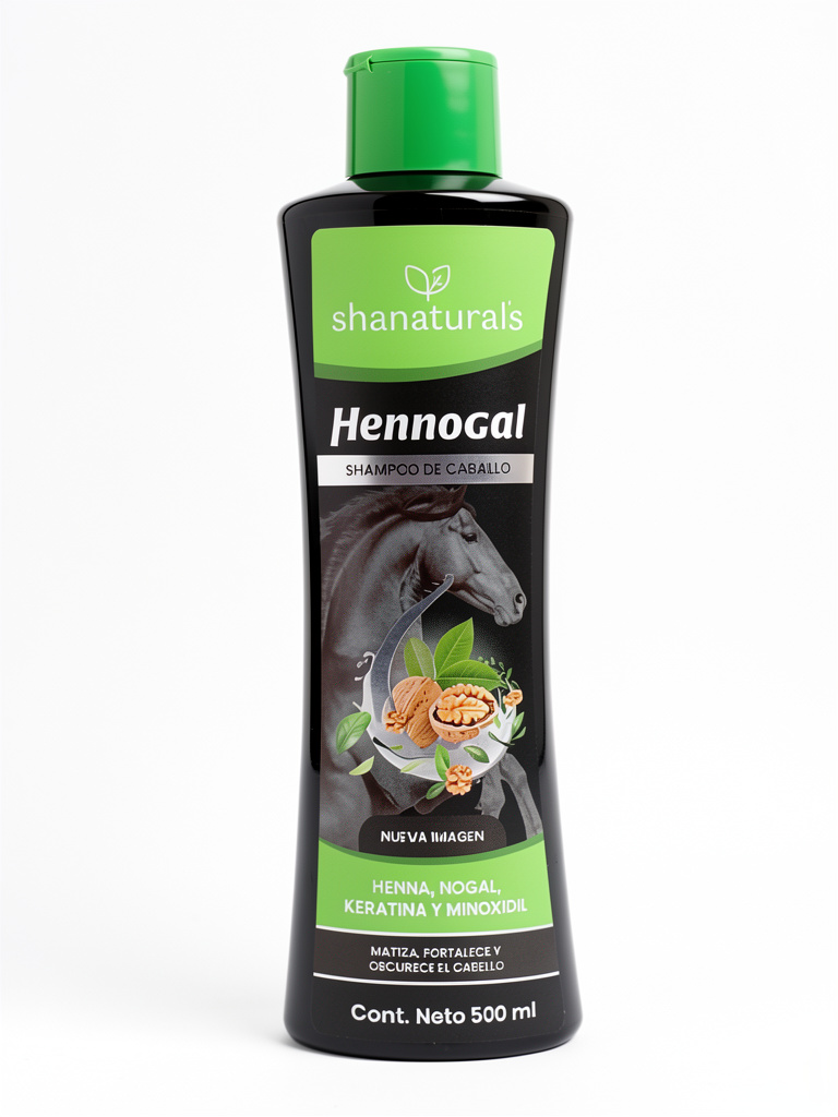 Shampoo De Caballo Hennogal 500ml Shanaturals  Henna, Nogal, Keratina y Minoxidil henna Egipcia