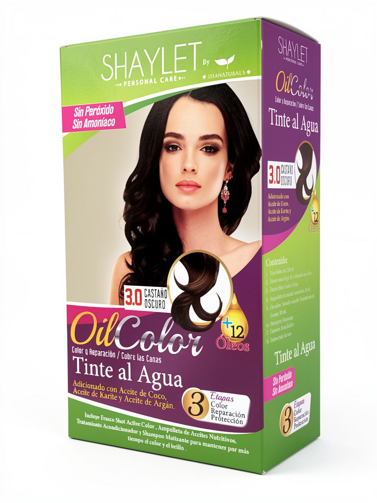 Tinte 3.0 Castaño Oscuro Shaylet | Con Aceite de Coco, Karite, Argan, CubreCanas,