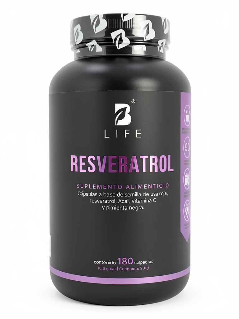 Resveratrol 180 caps. Blife | Semilla de Uva Roja, Resveratrol, Acái, Vitamina C, Pimienta Negra.