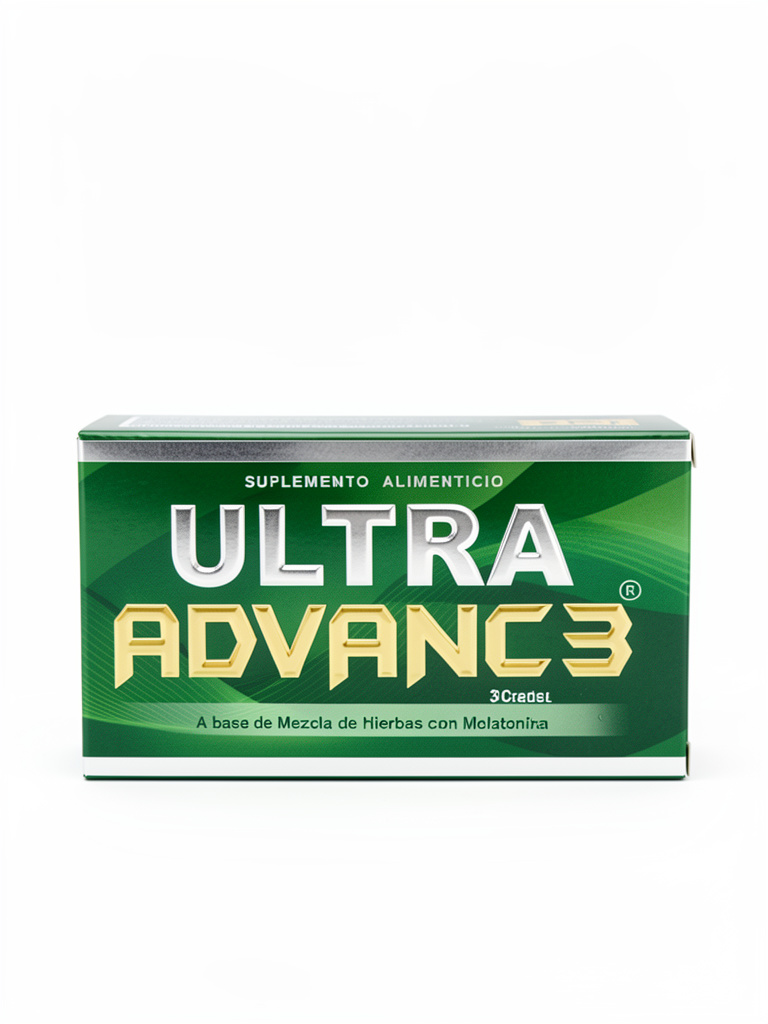 Ultra Advance 3 Verde 30Caps.  Mezcla de hierbas con melatonina, Curcuma colágeno hidrolizado.