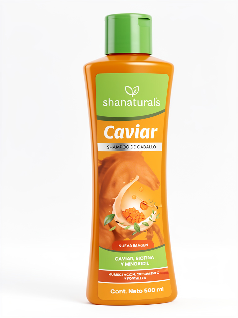 Shampoo de Caballlo con Caviar, Minoxidil, Biotina Shanaturals