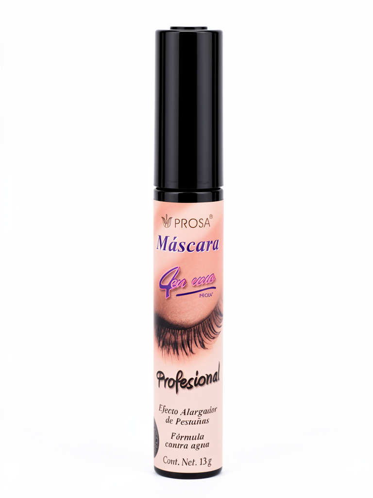 Mascara 4 en 1 negro maxivolumen, Alargador, Crecimoento de Pestañas 13gr