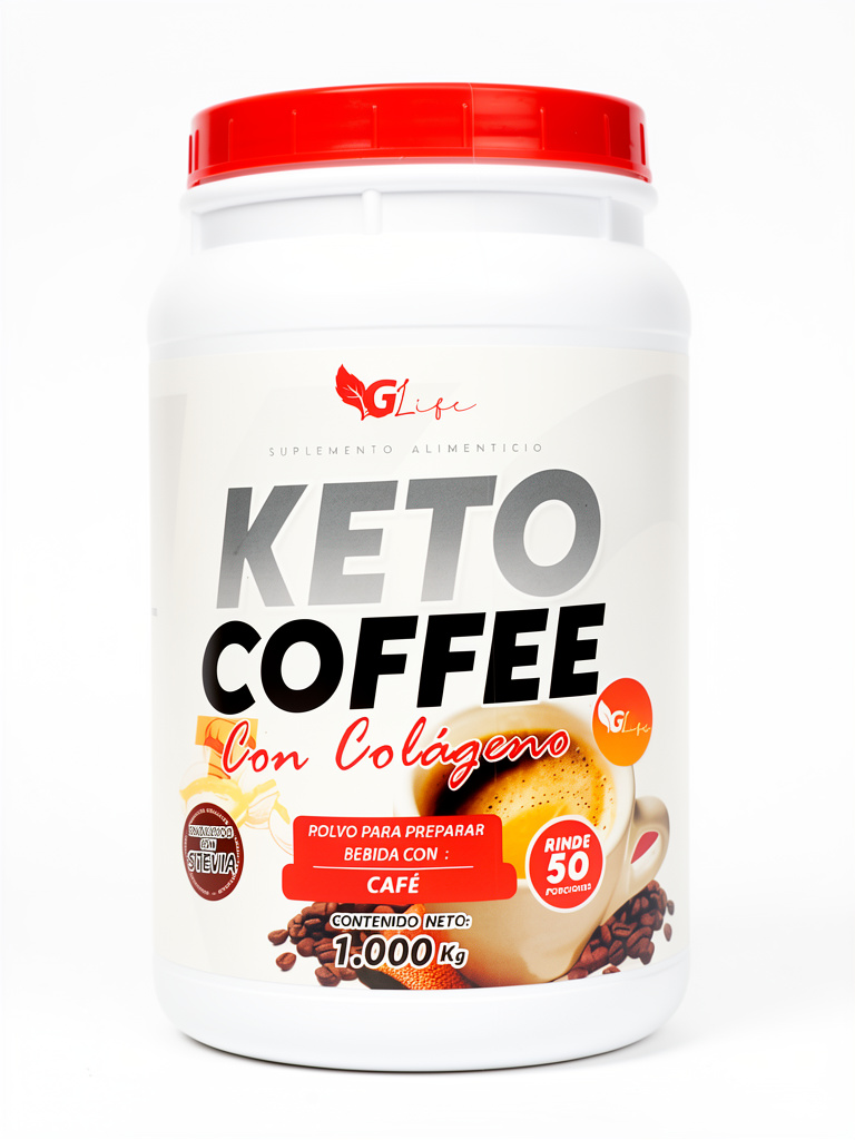 Keto Coffee café con Colágeno 50Porciones 1kg Glife