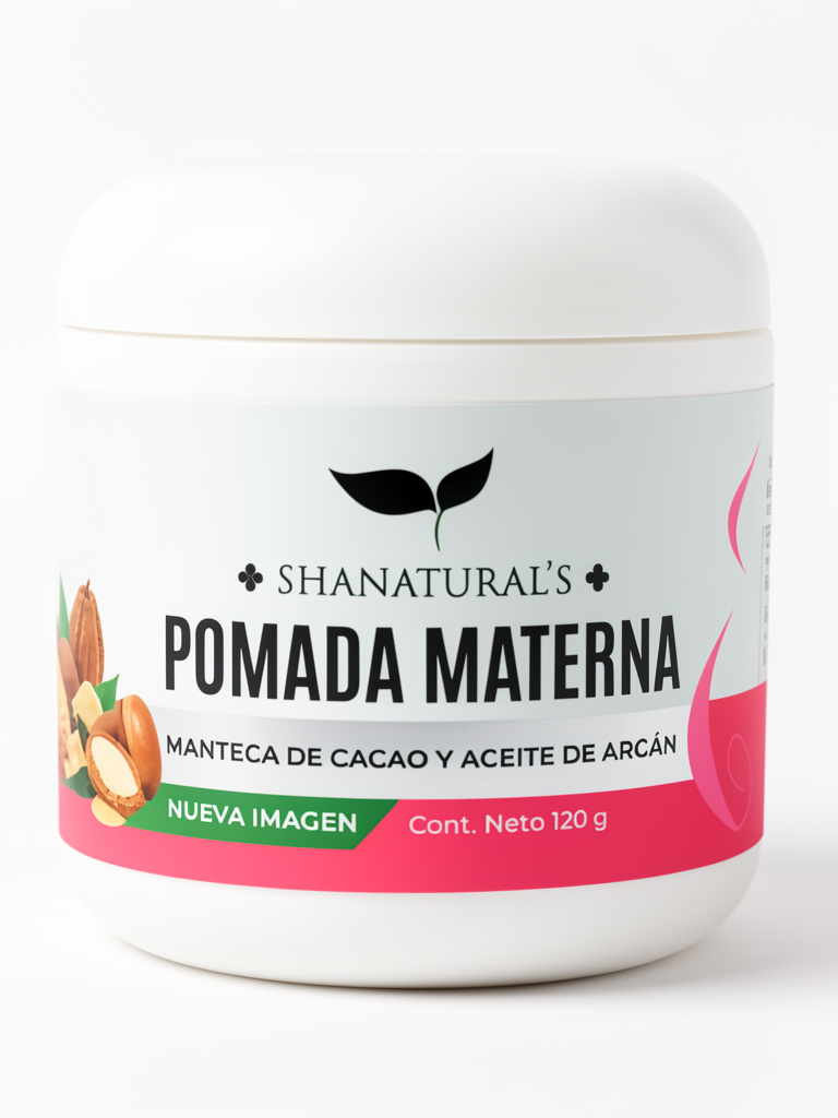 Pomada Materna 120gr. Shanaturals | Crema Materna Con Manteca de Cacao, Argán, Almendras Dulces, Vitamina