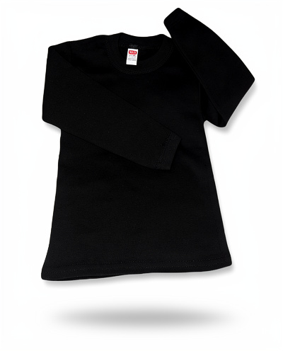 caballero Playera manga larga juvenil. Negro. tela inter reactivo