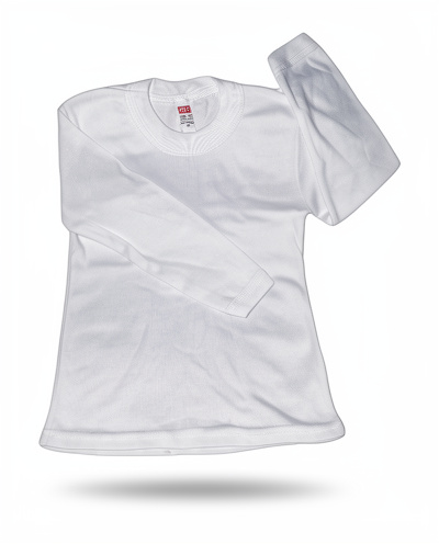 Playera manga larga talla 6. Tela inter blanco.