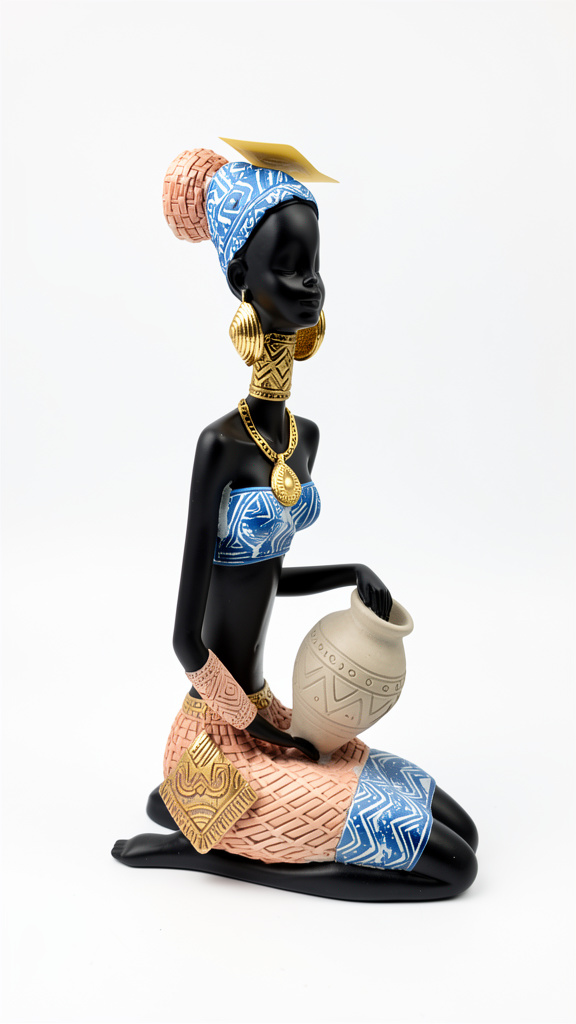 Figura africana negra con tinaja