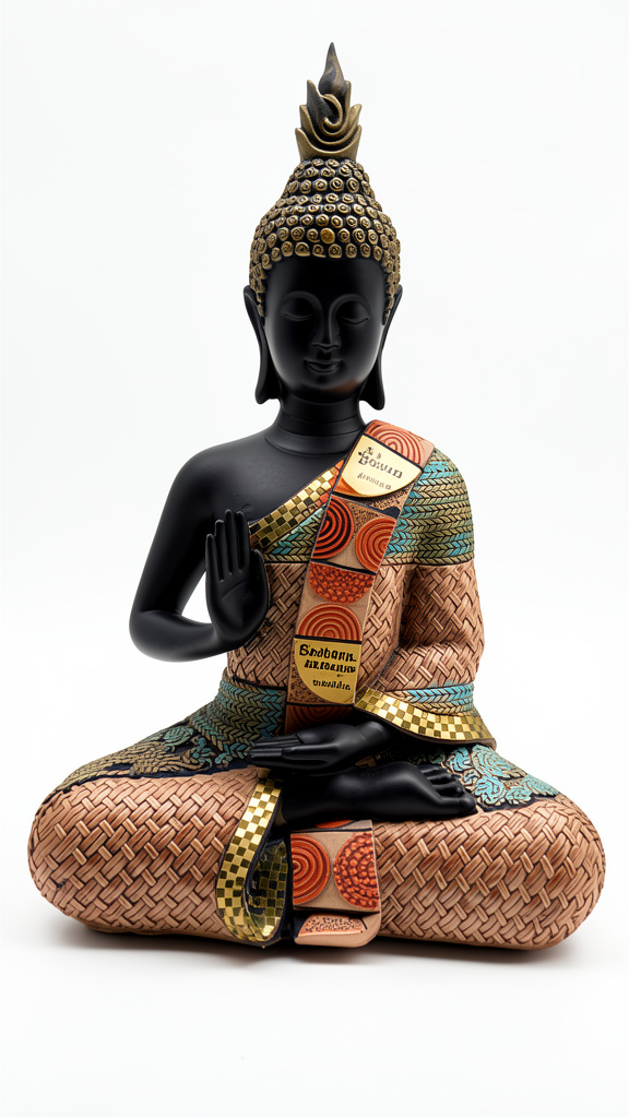Buda decorativo negro y mosaico