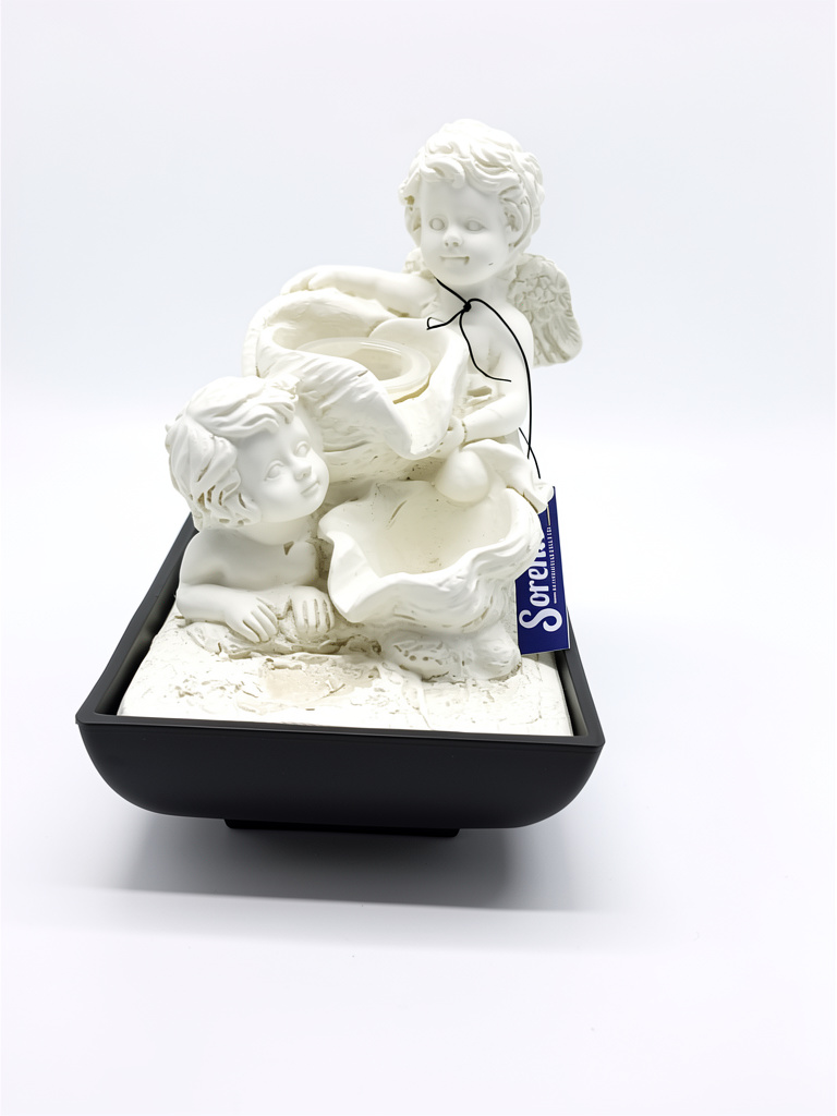 angelitos blancos fuente con esfera