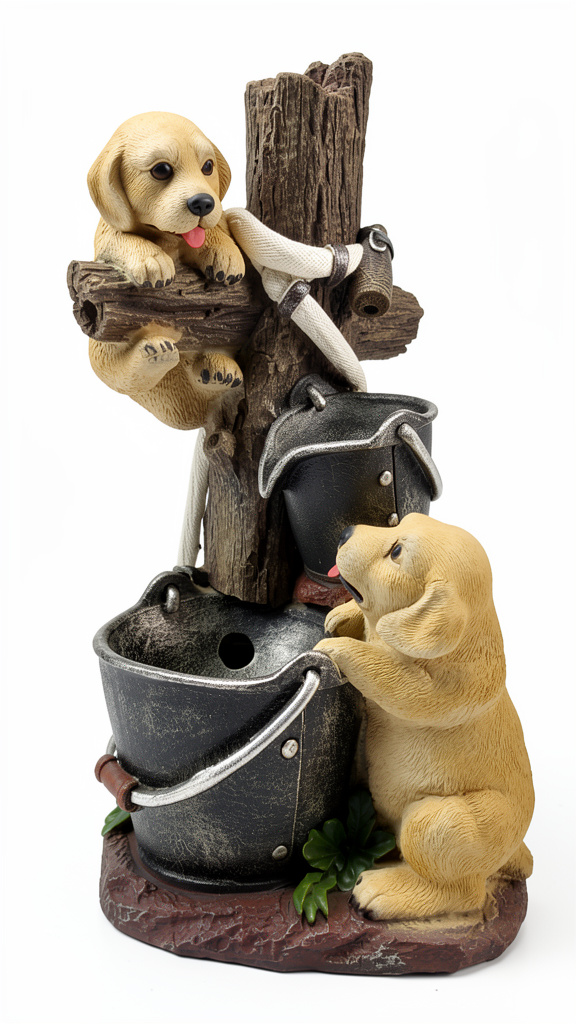 Fuente perros decorativa