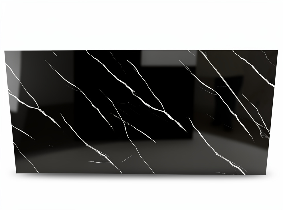 LAMINA MARMOLIZADA NEGRA BETA BLANCA 1,22X2,44MT