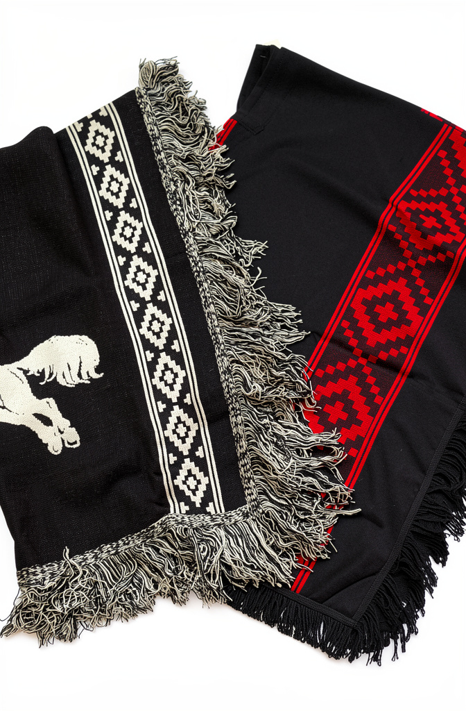 Poncho con guarda pampa negra y negro