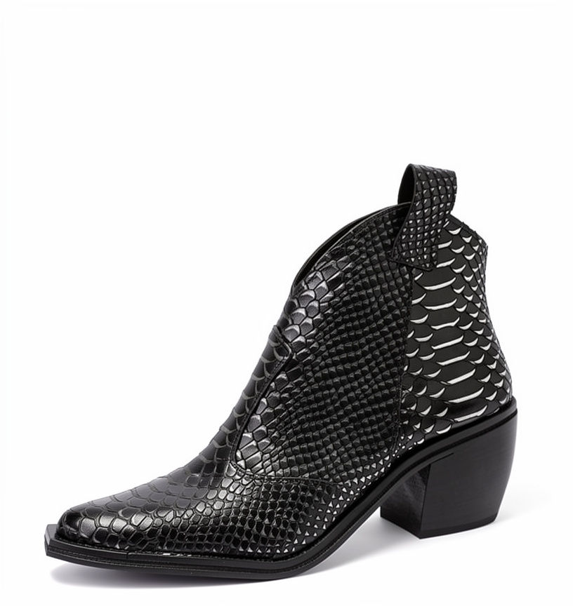 Bota texana negra reptil