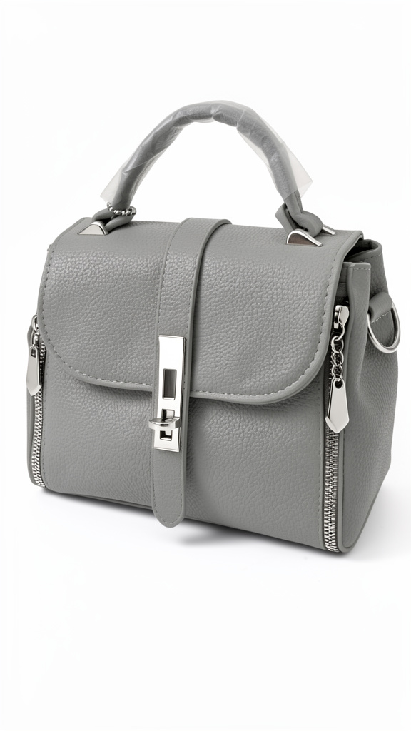 Cartera gris tipo baul