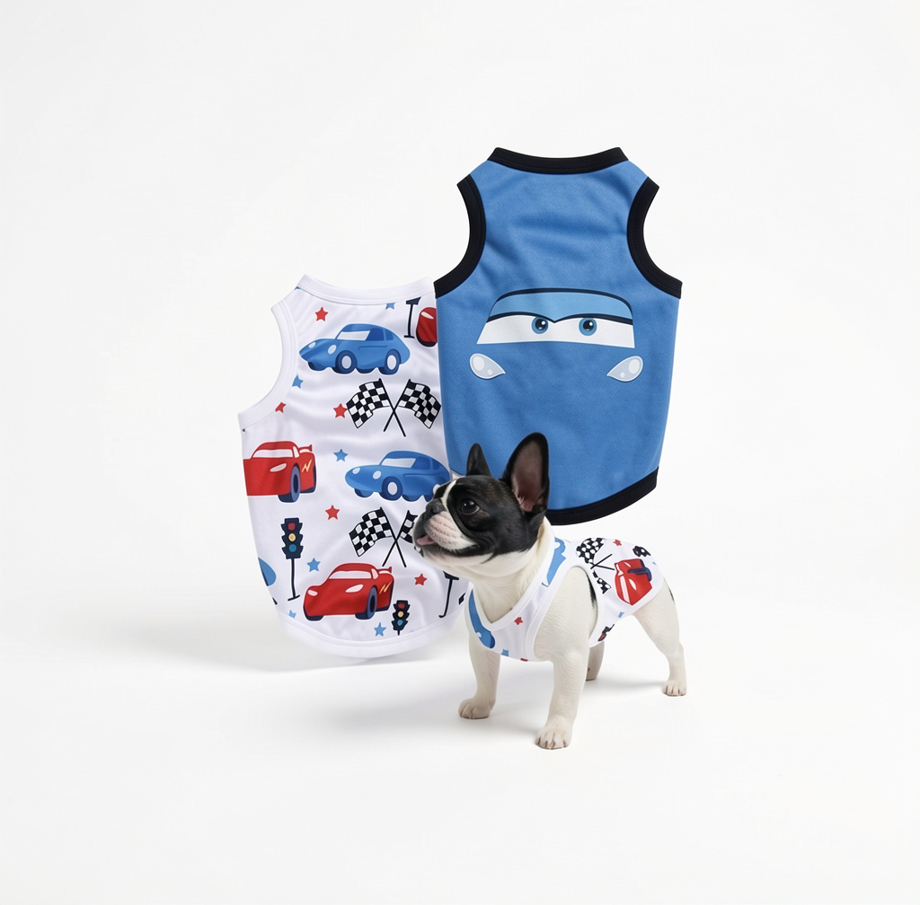 Franela azul para perro varón M