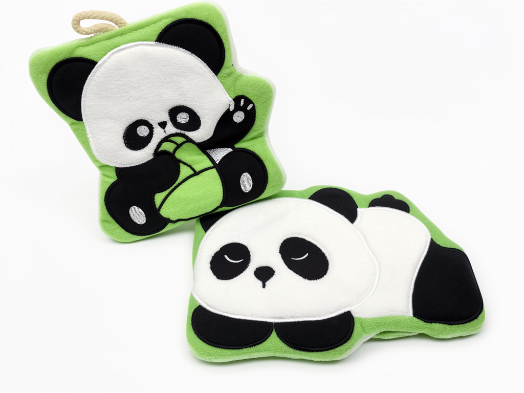 Toalla de mano panda verde. 1 unidad