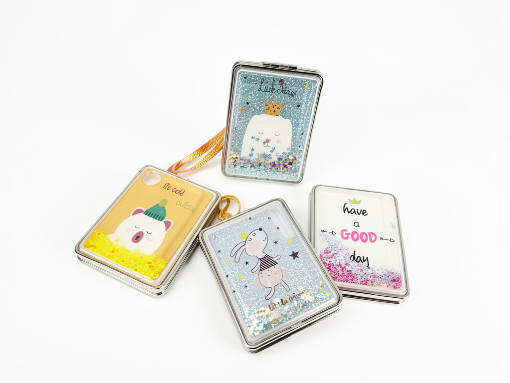 Espejo glitter diseños cute. 1 unidad
