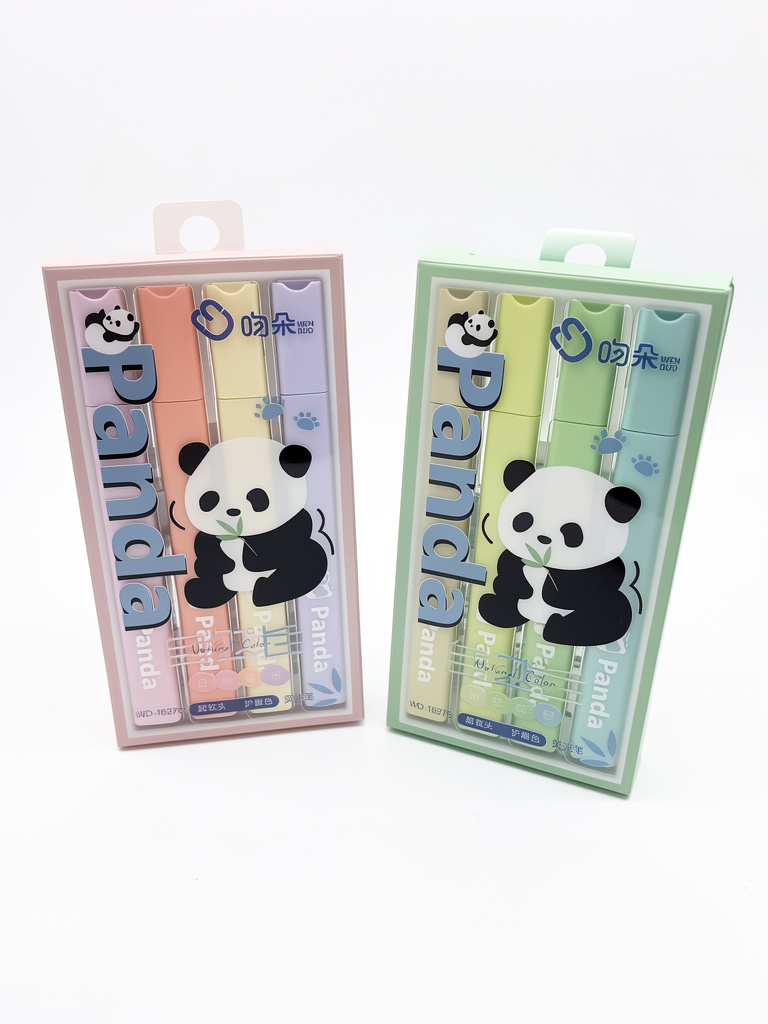 Panda resaltadores pastel, 4 piezas.