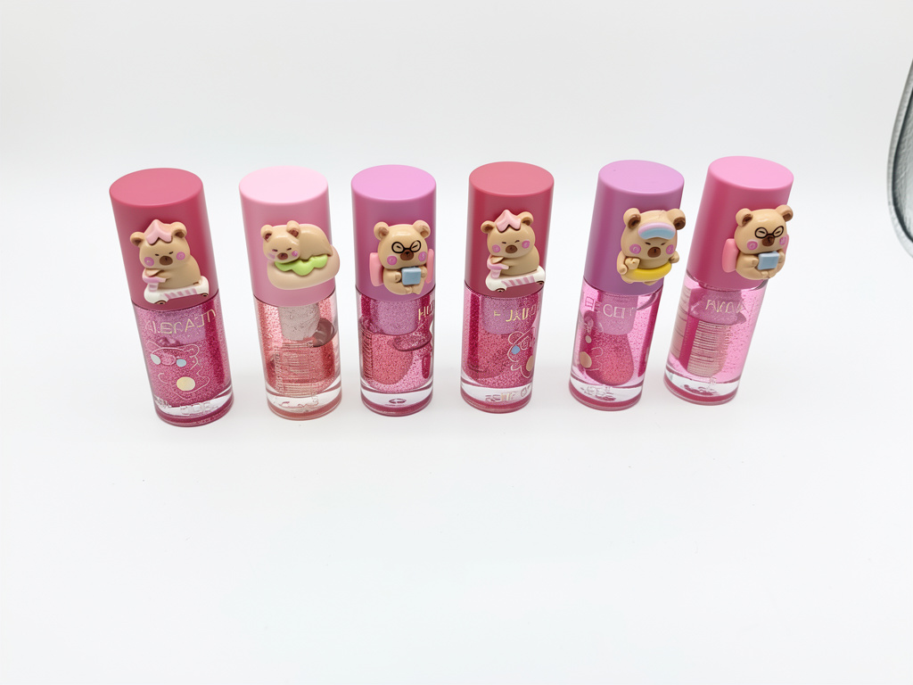 Gloss labial rosado glitter capibara 1 unidad