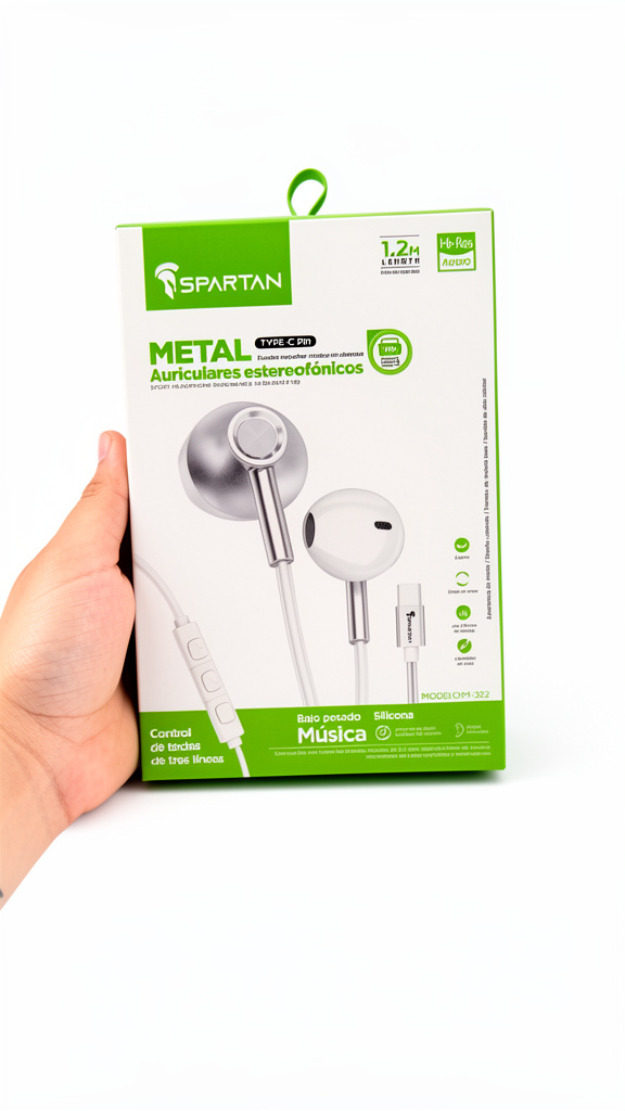 Audífonos Alambricos Spartan Metal Conexión Tipo C