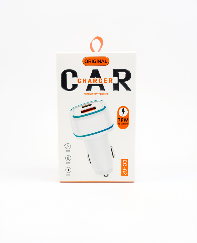 Adaptador para carro USB y tipo c 38w
