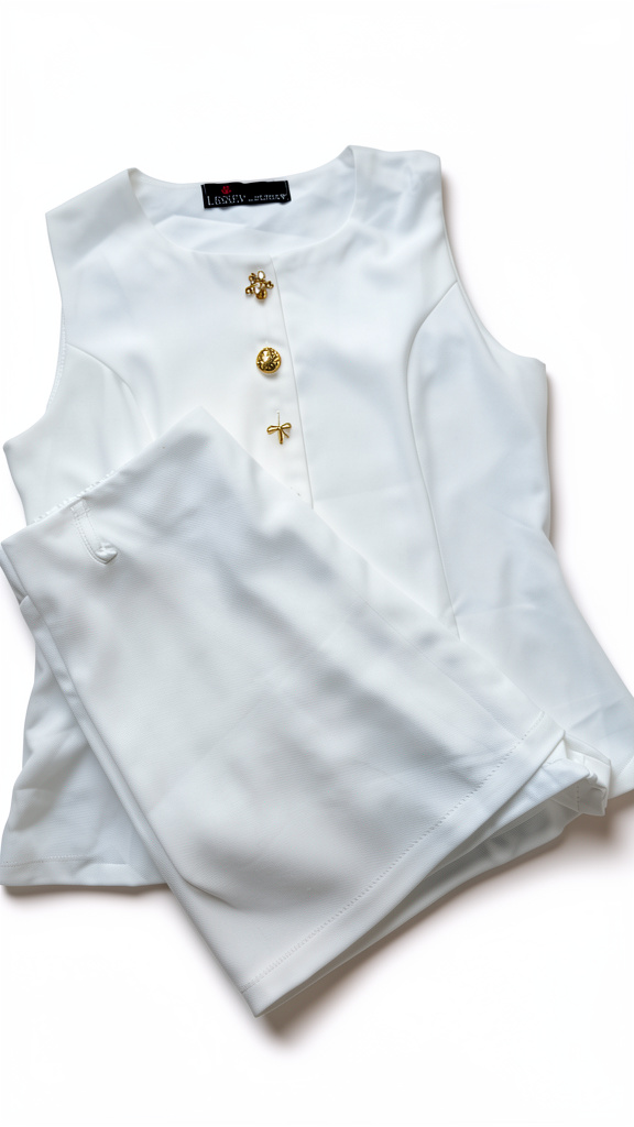 Conjunto Chaleco + Falda Short blanco
