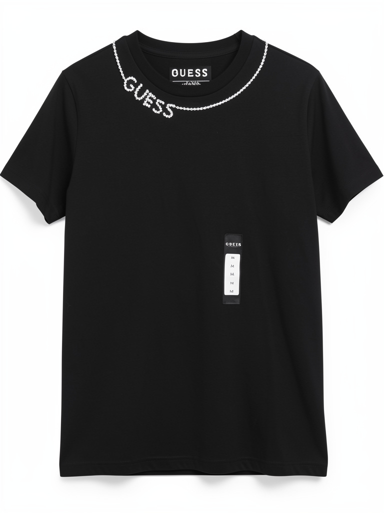 Camiseta Guess Negra con Perlas