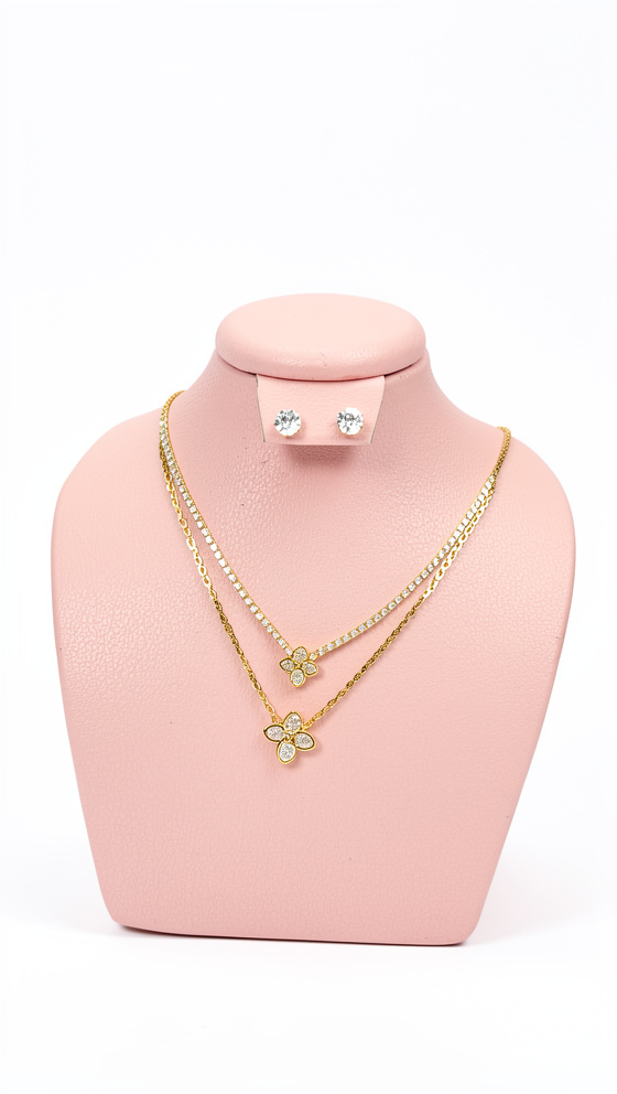 Set de cadena doble y topos flor