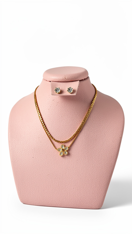 Set de cadena doble y topos flor redonda