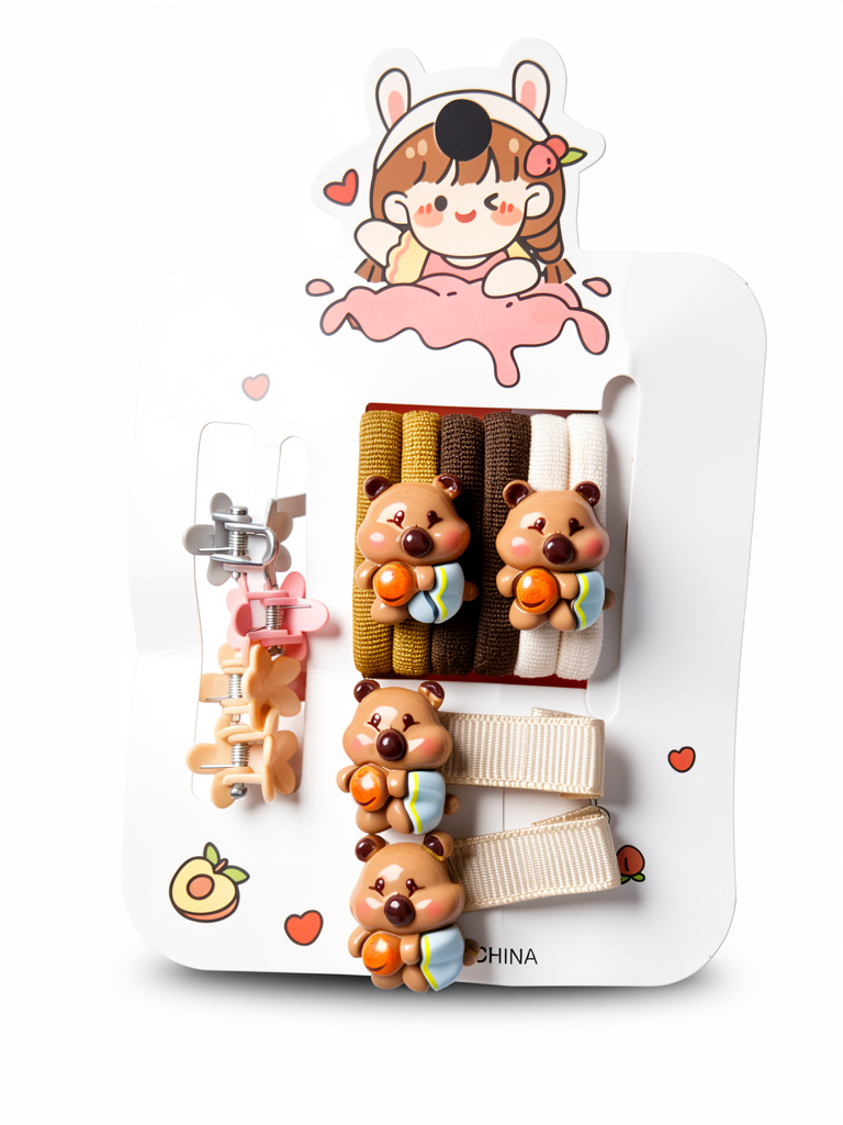 Set de moñas, pinzas y ganchitos capybara