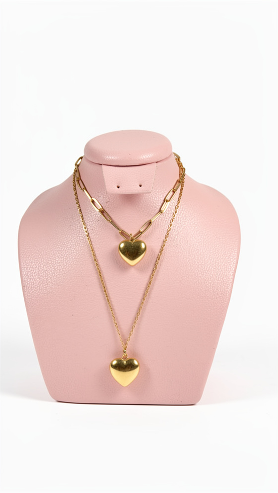 Cadena doble corazon