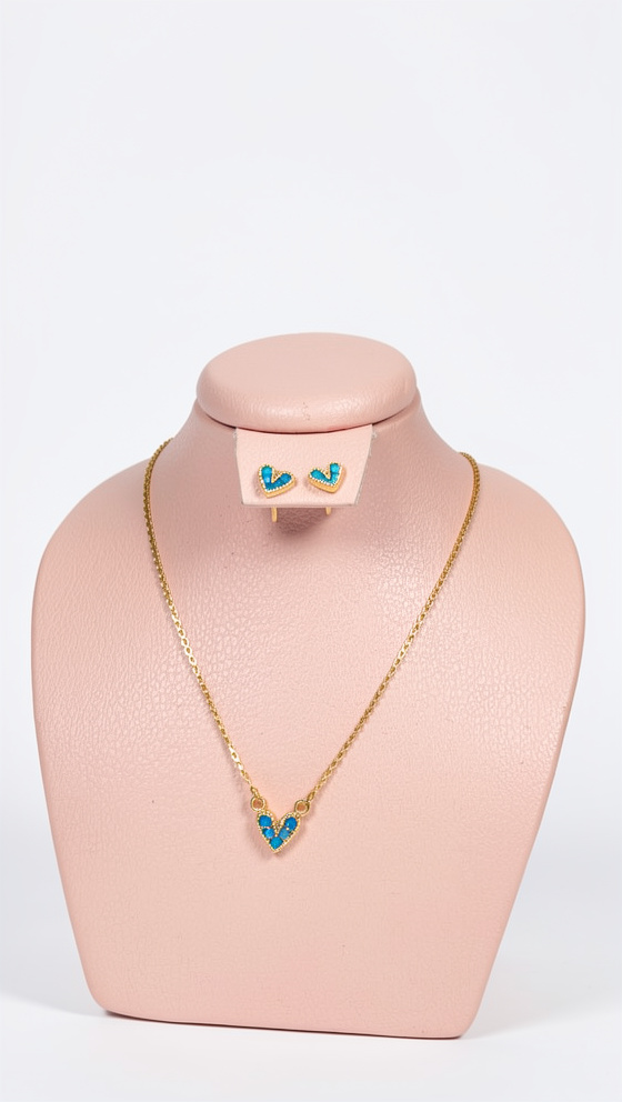 Set de cadena y topos corazón circones colores