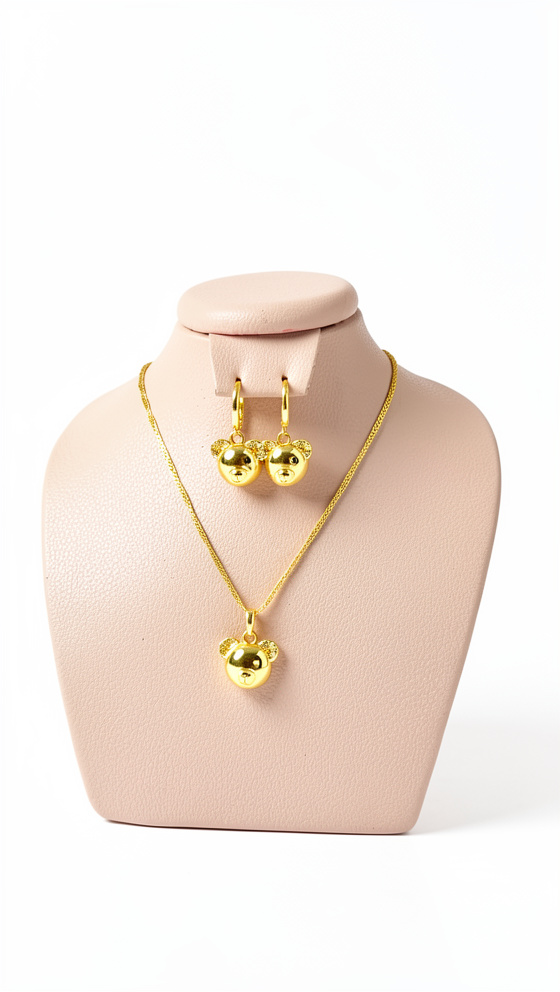 Set de cadena y argollas cara oso