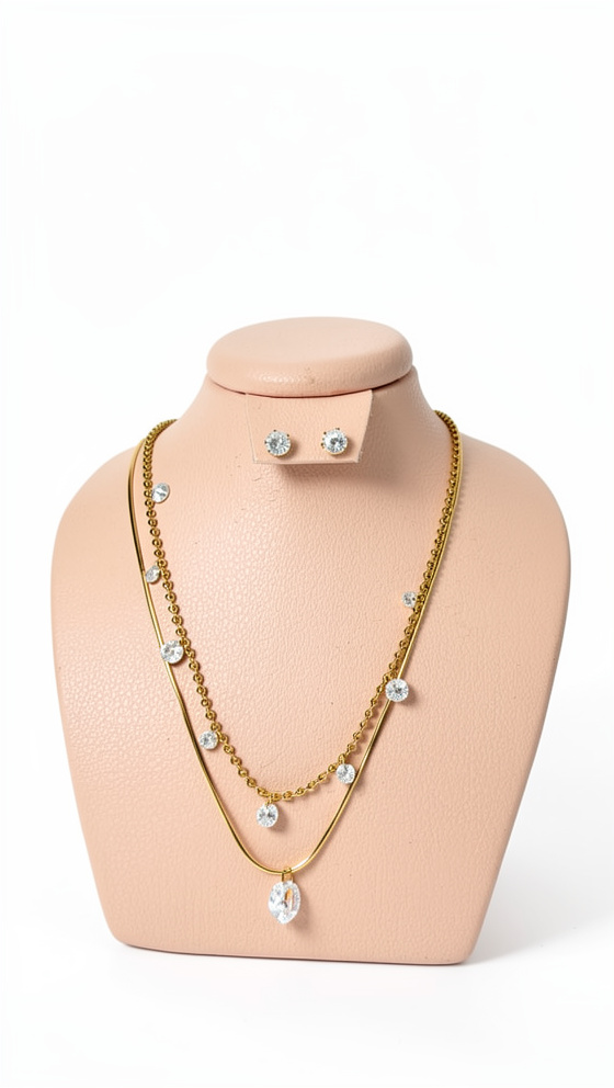 Set de cadena doble y topos diamantados