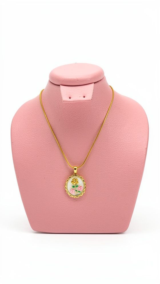 Cadena medalla flores