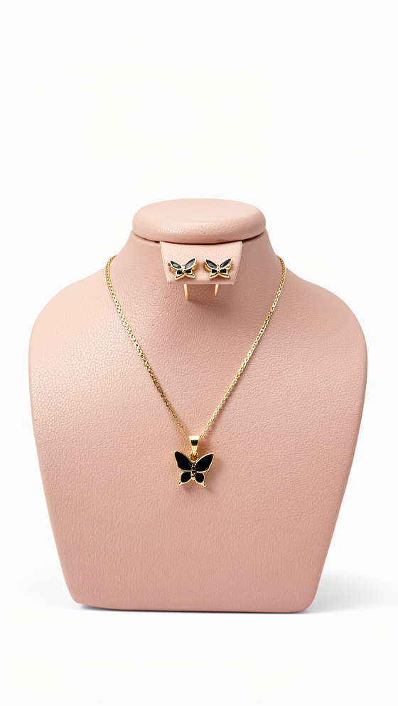 Set de cadena y topo mariposa negra