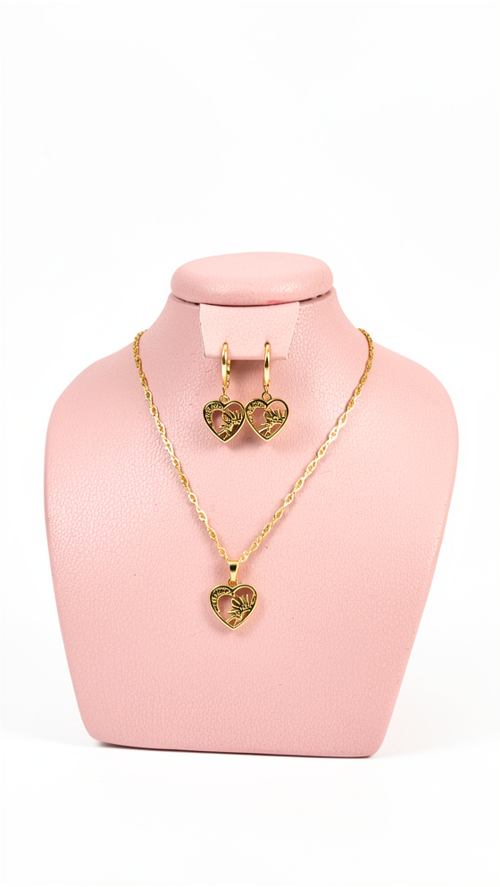 Set de cadena y argollas corazón