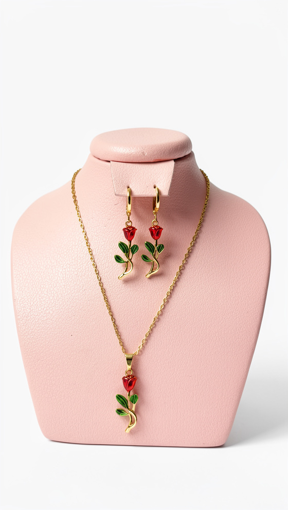 Set de cadena y argollas rosa