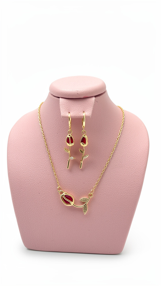 Set de cadena y argollas tulipán acostado