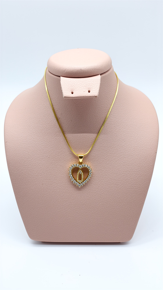 Cadena virgen corazón con circones
