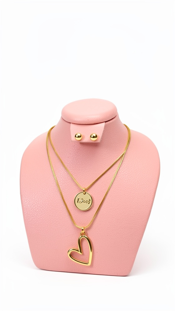 Set de cadena doble y topos corazón