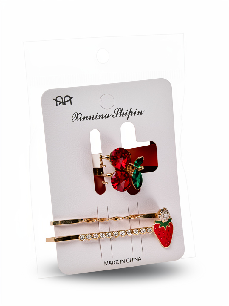 Set de pinzas y gancho cereza diamantado